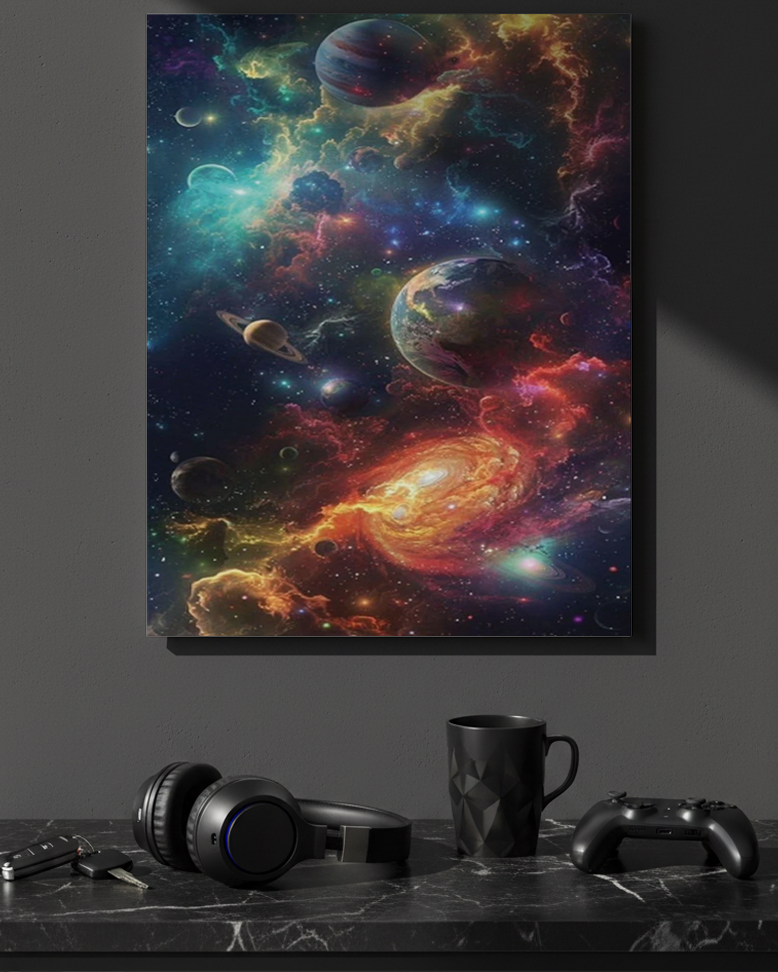 Printed 4K Ultra Gloss Metal Frame A3 Size | Cosmic Dreamscape Print | 1.2mm Premium Thickness Wall Frame (12x18 Inches) 1219 Avenue