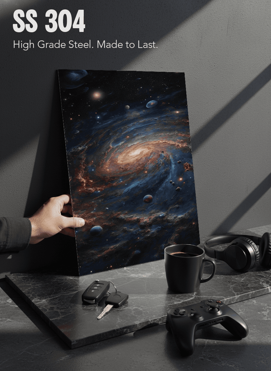 Printed 4K Ultra Gloss Metal Frame A3 Size | Cosmic Infinity Vibes Print | 1.2mm Premium Thickness Wall Frame (12x18 Inches) 1219 Avenue