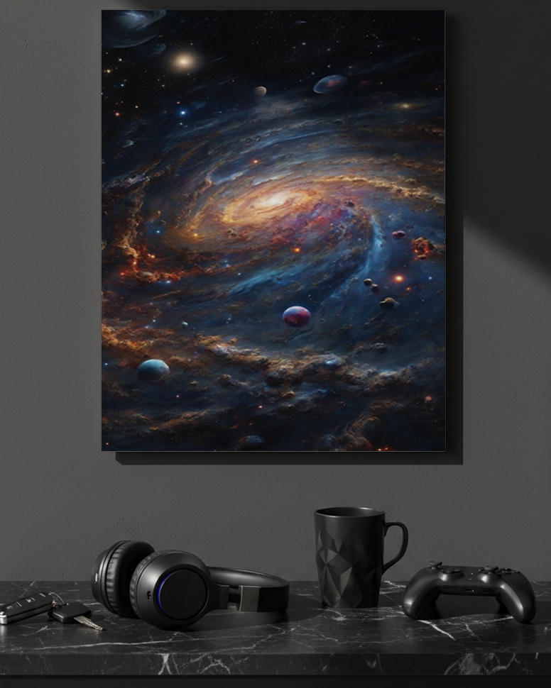 Printed 4K Ultra Gloss Metal Frame A3 Size | Cosmic Infinity Vibes Print | 1.2mm Premium Thickness Wall Frame (12x18 Inches) 1219 Avenue