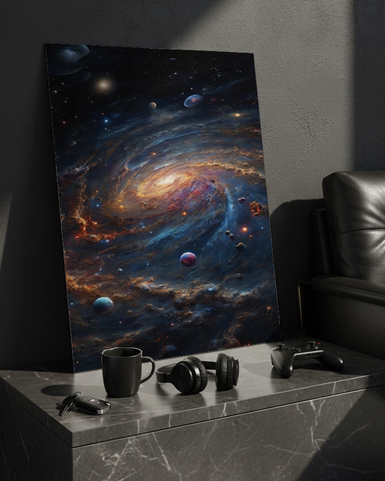 Printed 4K Ultra Gloss Metal Frame A3 Size | Cosmic Infinity Vibes Print | 1.2mm Premium Thickness Wall Frame (12x18 Inches) 1219 Avenue