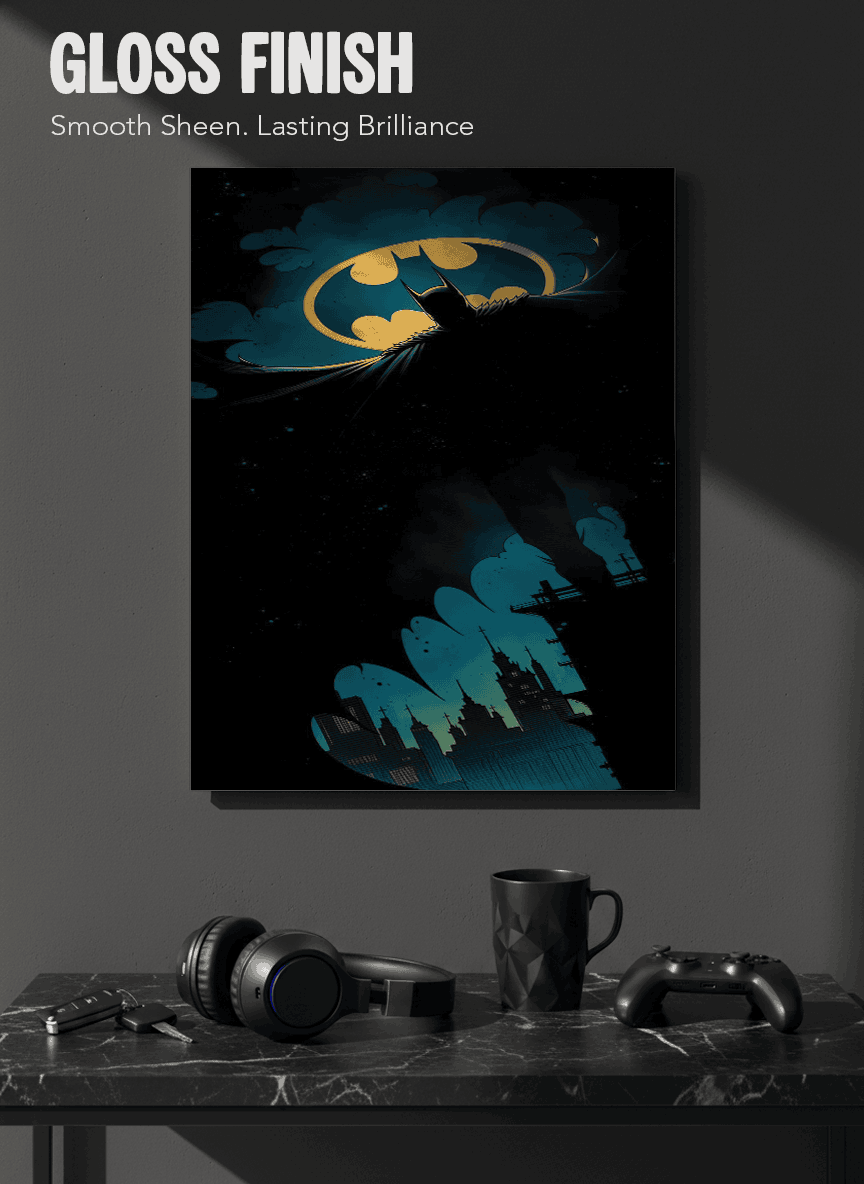 Printed 4K Ultra Gloss Metal Frame A3 Size | Dark Batman Print | 1.2mm Premium Thickness Wall Frame (12x18 Inches) 1219 Avenue