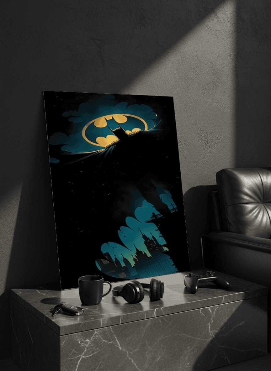 Printed 4K Ultra Gloss Metal Frame A3 Size | Dark Batman Print | 1.2mm Premium Thickness Wall Frame (12x18 Inches) 1219 Avenue