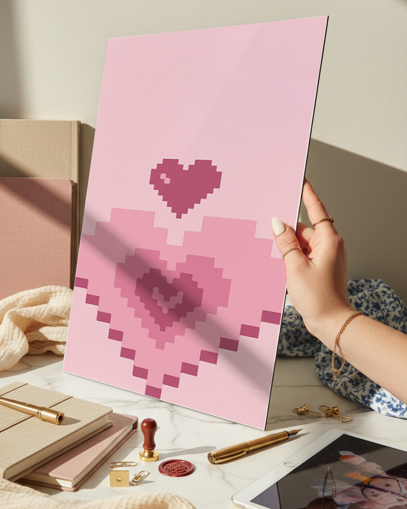 Printed 4K Ultra Gloss Metal Frame A3 Size | Digital Love Print | 1.2mm Premium Thickness Wall Frame (12x18 Inches) 1219 Avenue