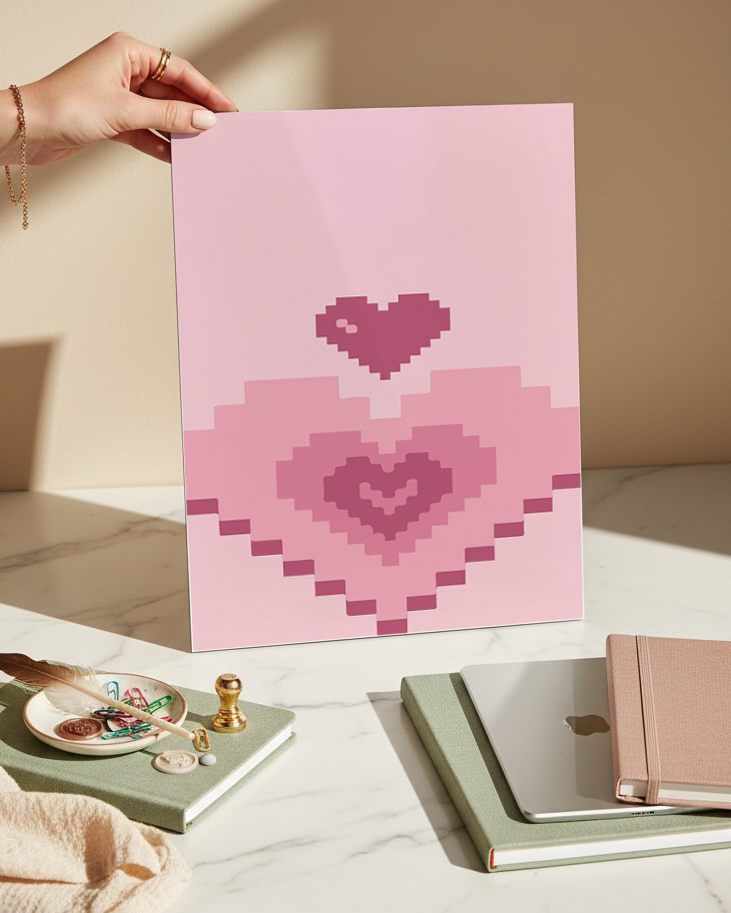 Printed 4K Ultra Gloss Metal Frame A3 Size | Digital Love Print | 1.2mm Premium Thickness Wall Frame (12x18 Inches) 1219 Avenue