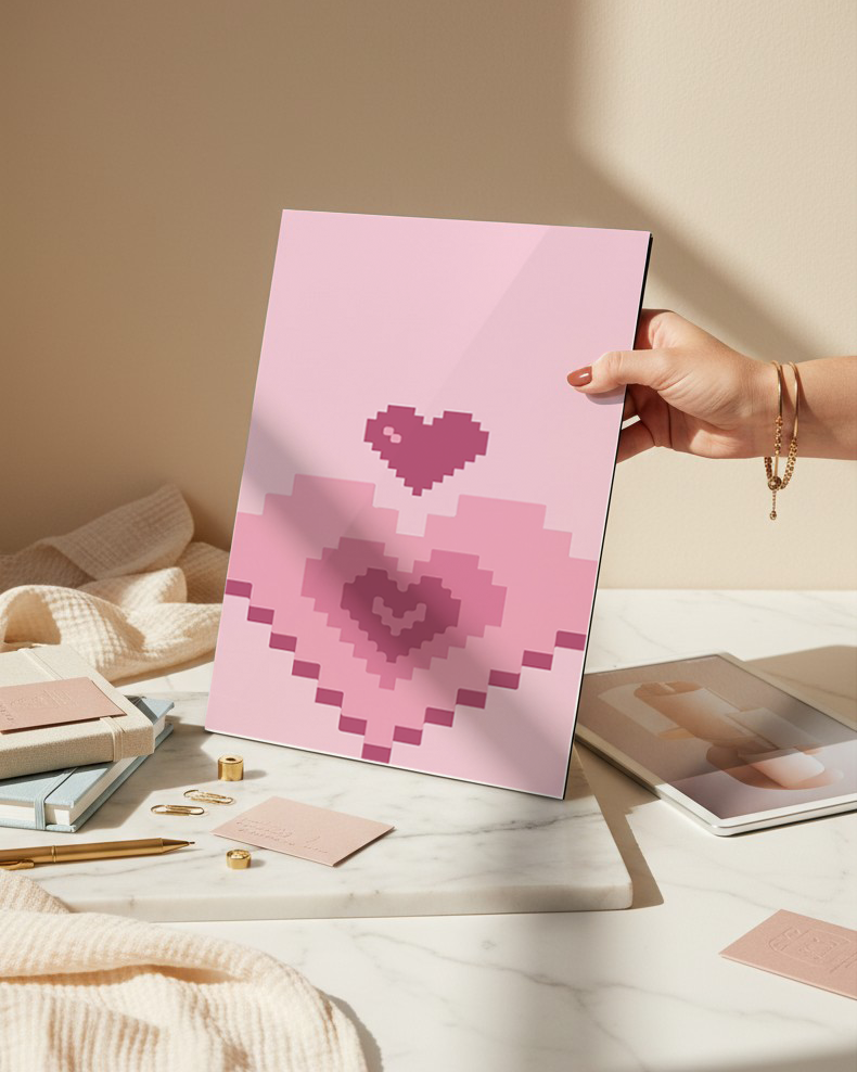 Printed 4K Ultra Gloss Metal Frame A3 Size | Digital Love Print | 1.2mm Premium Thickness Wall Frame (12x18 Inches) 1219 Avenue