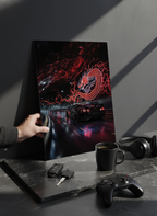 Printed 4K Ultra Gloss Metal Frame A3 Size | Dragon Night Racer Print | 1.2mm Premium Thickness Wall Frame (12x18 Inches) 1219 Avenue