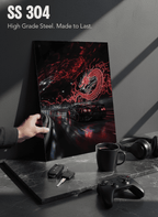 Printed 4K Ultra Gloss Metal Frame A3 Size | Dragon Night Racer Print | 1.2mm Premium Thickness Wall Frame (12x18 Inches) 1219 Avenue