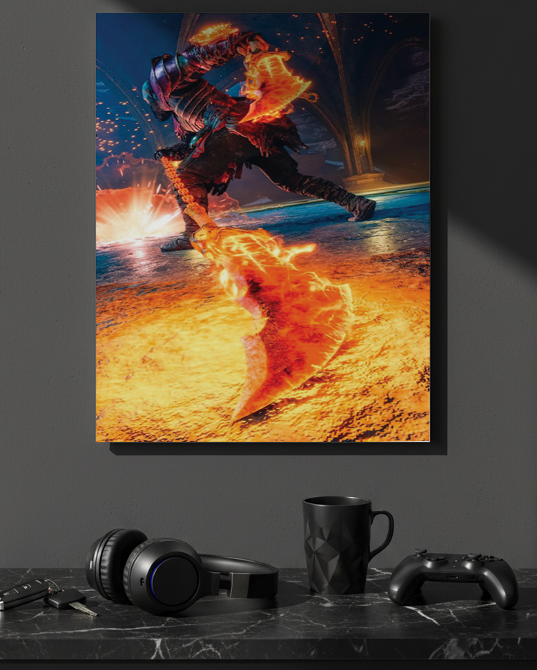 Printed 4K Ultra Gloss Metal Frame A3 Size | Flame Rage Unleashed Print | 1.2mm Premium Thickness Wall Frame (12x18 Inches) 1219 Avenue