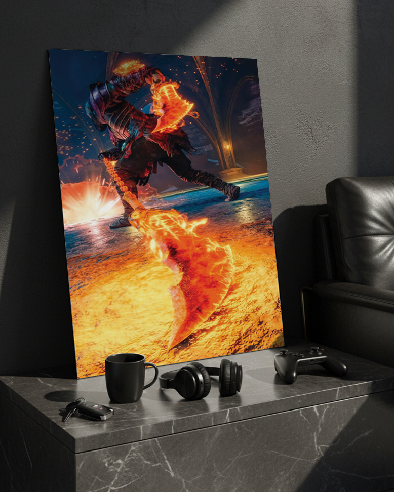 Printed 4K Ultra Gloss Metal Frame A3 Size | Flame Rage Unleashed Print | 1.2mm Premium Thickness Wall Frame (12x18 Inches) 1219 Avenue