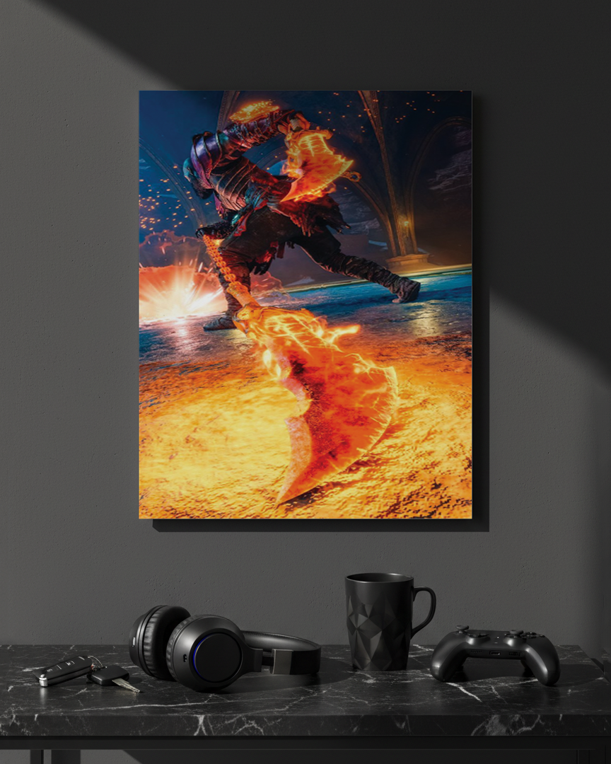Printed 4K Ultra Gloss Metal Frame A3 Size | Flame Rage Unleashed Print | 1.2mm Premium Thickness Wall Frame (12x18 Inches) 1219 Avenue