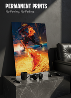 Printed 4K Ultra Gloss Metal Frame A3 Size | Flame Rage Unleashed Print | 1.2mm Premium Thickness Wall Frame (12x18 Inches) 1219 Avenue