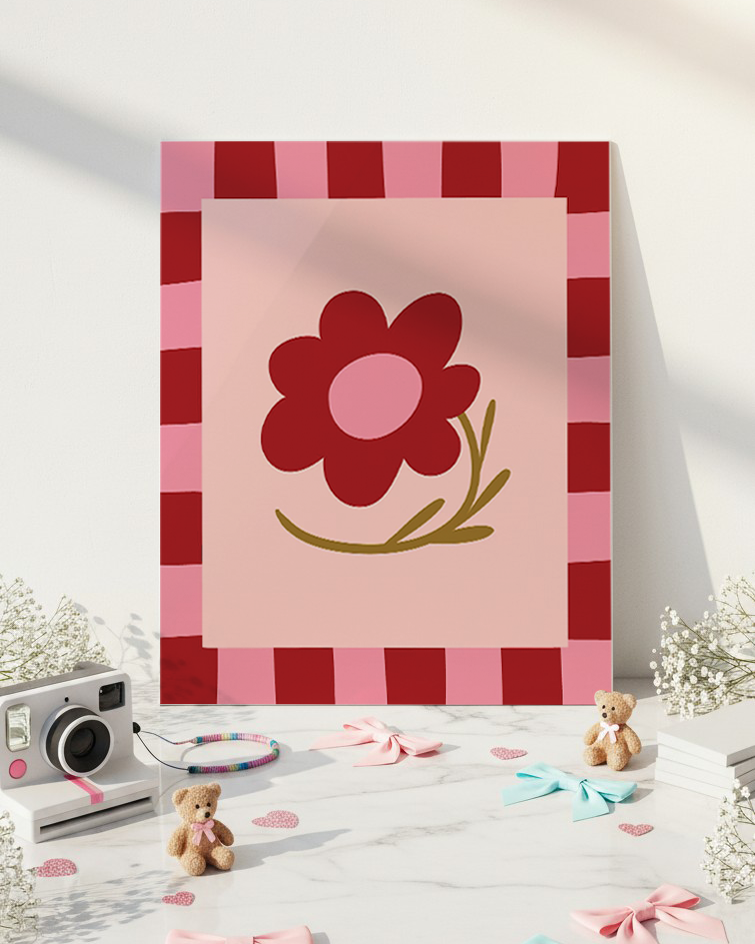 Printed 4K Ultra Gloss Metal Frame A3 Size | Flower Frame Print | 1.2mm Premium Thickness Wall Frame (12x18 Inches) 1219 Avenue