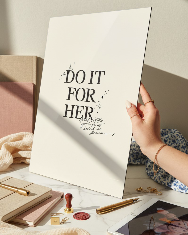 Printed 4K Ultra Gloss Metal Frame A3 Size | For Her Print | 1.2mm Premium Thickness Wall Frame (12x18 Inches) 1219 Avenue