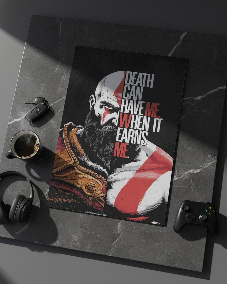 Printed 4K Ultra Gloss Metal Frame A3 Size | Kratos Warrior Spirit Print | 1.2mm Premium Thickness Wall Frame (12x18 Inches) 1219 Avenue