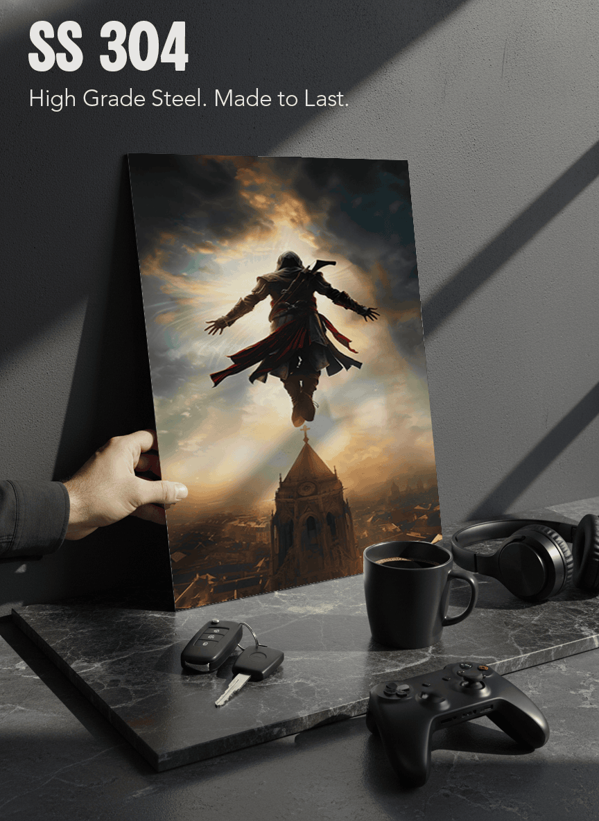 Printed 4K Ultra Gloss Metal Frame A3 Size | Legendary Leap Print | 1.2mm Premium Thickness Wall Frame (12x18 Inches) 1219 Avenue