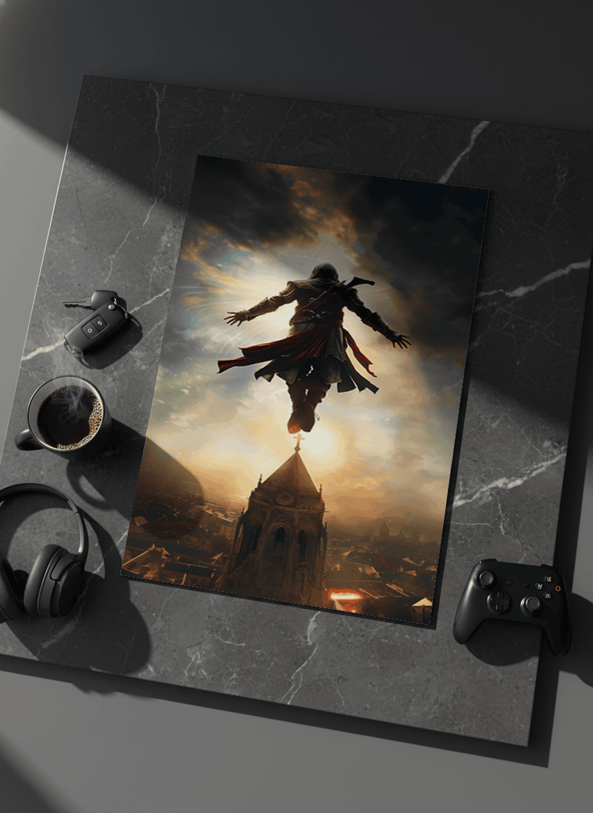 Printed 4K Ultra Gloss Metal Frame A3 Size | Legendary Leap Print | 1.2mm Premium Thickness Wall Frame (12x18 Inches) 1219 Avenue