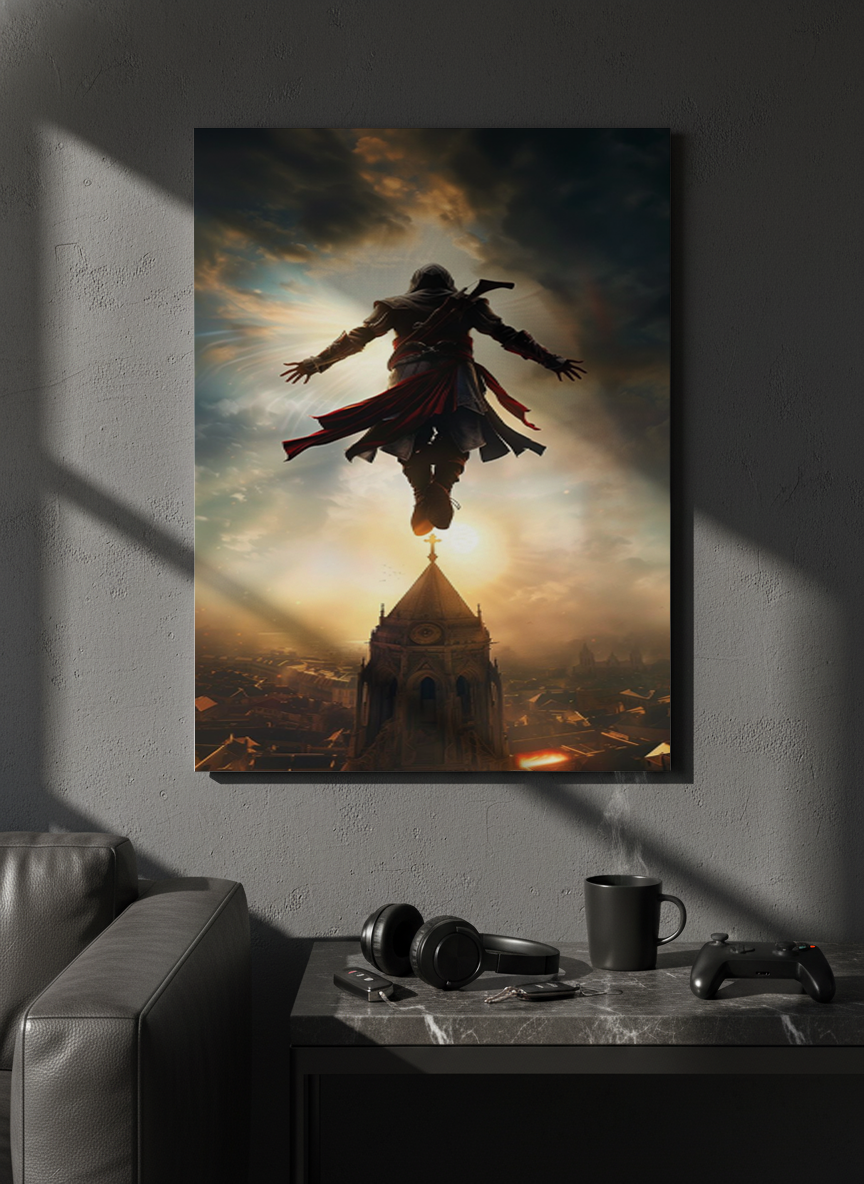 Printed 4K Ultra Gloss Metal Frame A3 Size | Legendary Leap Print | 1.2mm Premium Thickness Wall Frame (12x18 Inches) 1219 Avenue
