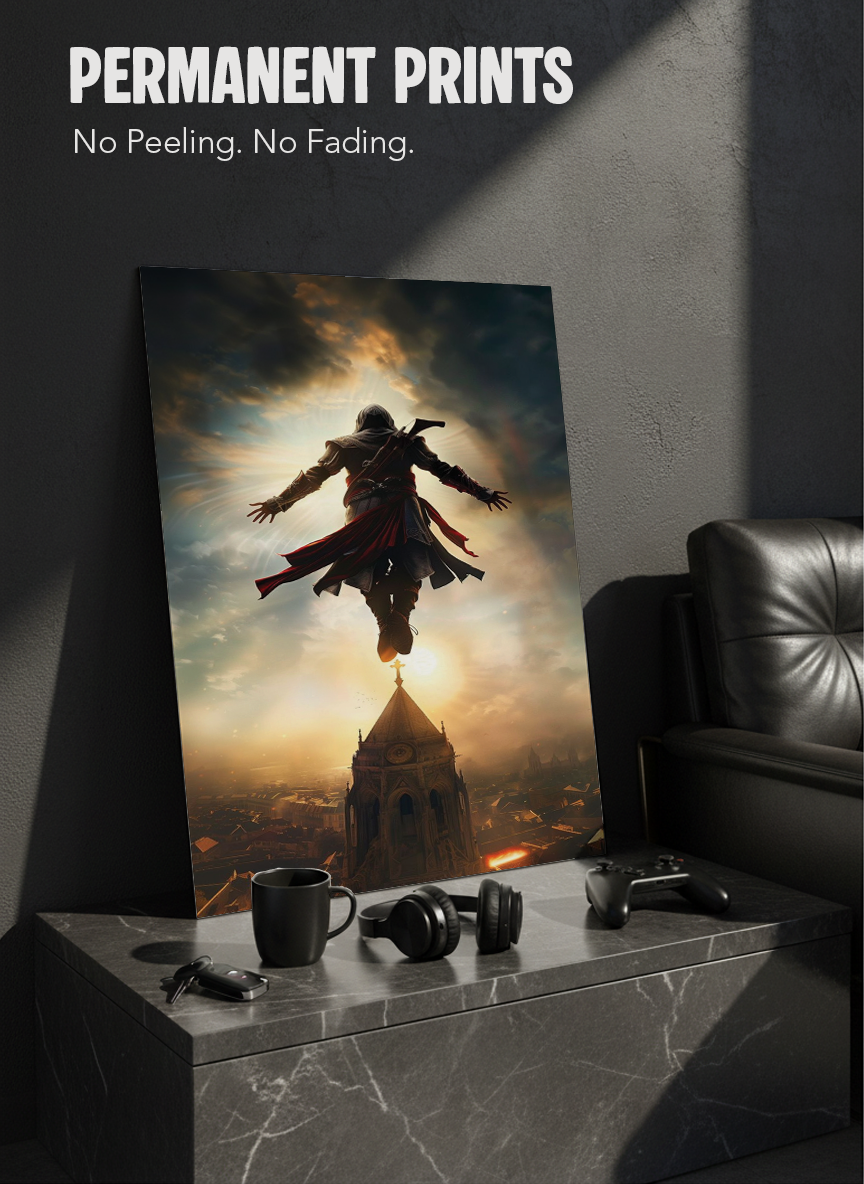 Printed 4K Ultra Gloss Metal Frame A3 Size | Legendary Leap Print | 1.2mm Premium Thickness Wall Frame (12x18 Inches) 1219 Avenue