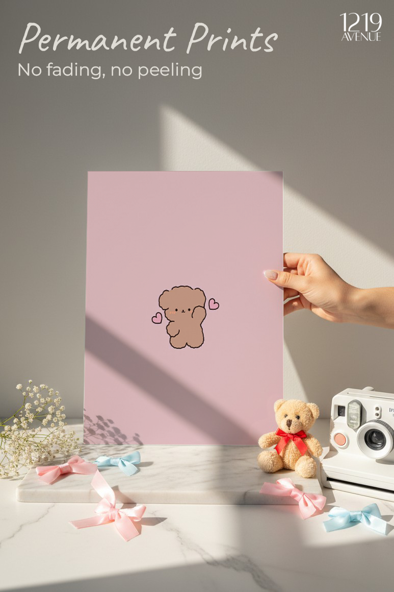 Printed 4K Ultra Gloss Metal Frame A3 Size | Lil Bear Love Print | 1.2mm Premium Thickness Wall Frame (12x18 Inches) 1219 Avenue