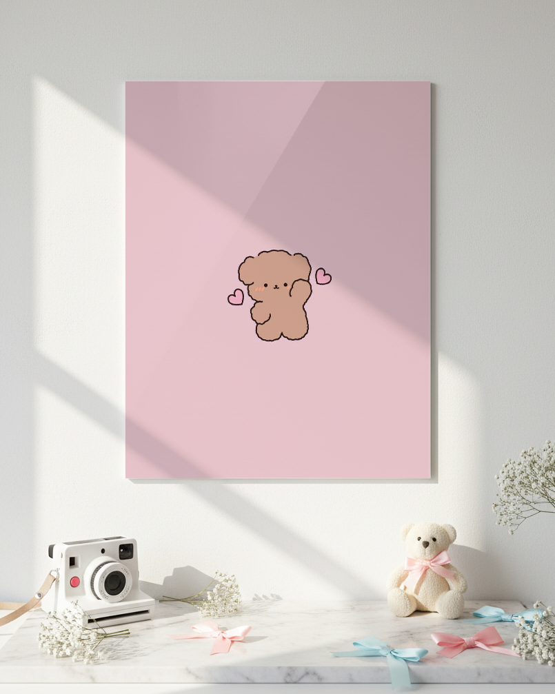 Printed 4K Ultra Gloss Metal Frame A3 Size | Lil Bear Love Print | 1.2mm Premium Thickness Wall Frame (12x18 Inches) 1219 Avenue