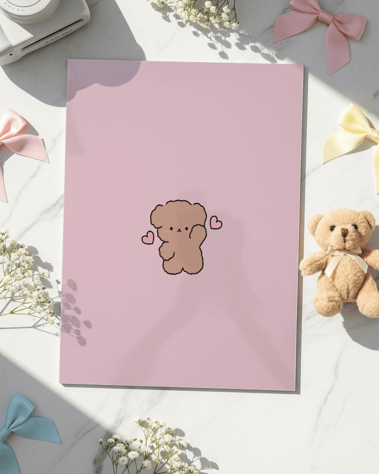 Printed 4K Ultra Gloss Metal Frame A3 Size | Lil Bear Love Print | 1.2mm Premium Thickness Wall Frame (12x18 Inches) 1219 Avenue