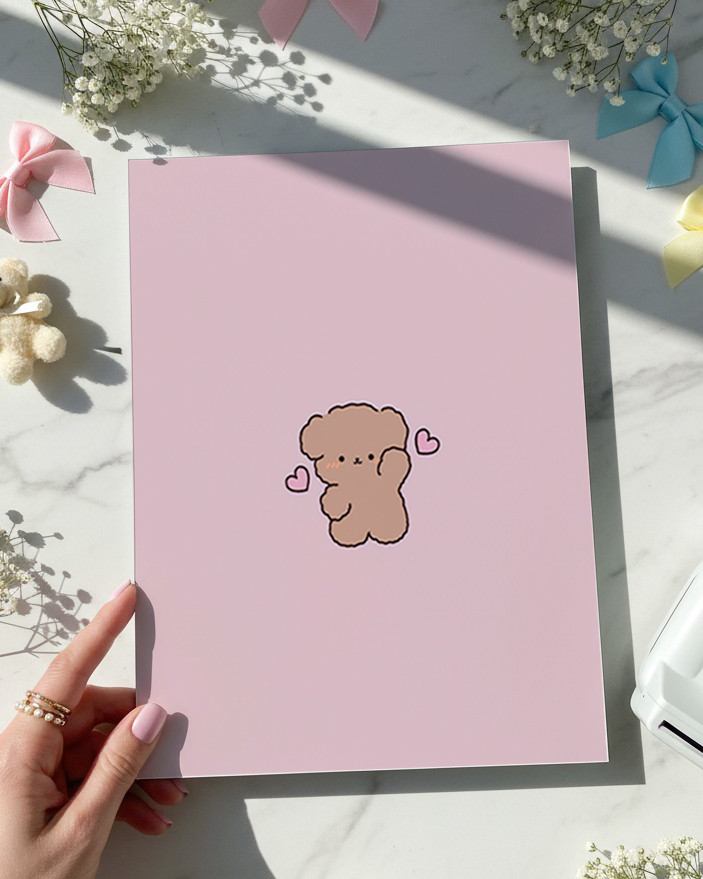 Printed 4K Ultra Gloss Metal Frame A3 Size | Lil Bear Love Print | 1.2mm Premium Thickness Wall Frame (12x18 Inches) 1219 Avenue
