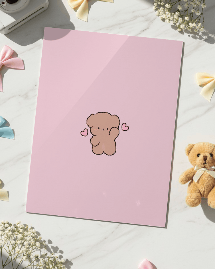 Printed 4K Ultra Gloss Metal Frame A3 Size | Lil Bear Love Print | 1.2mm Premium Thickness Wall Frame (12x18 Inches) 1219 Avenue