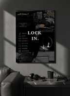 Printed 4K Ultra Gloss Metal Frame A3 Size | Lock In Mentality Print | 1.2mm Premium Thickness Wall Frame (12x18 Inches) 1219 Avenue