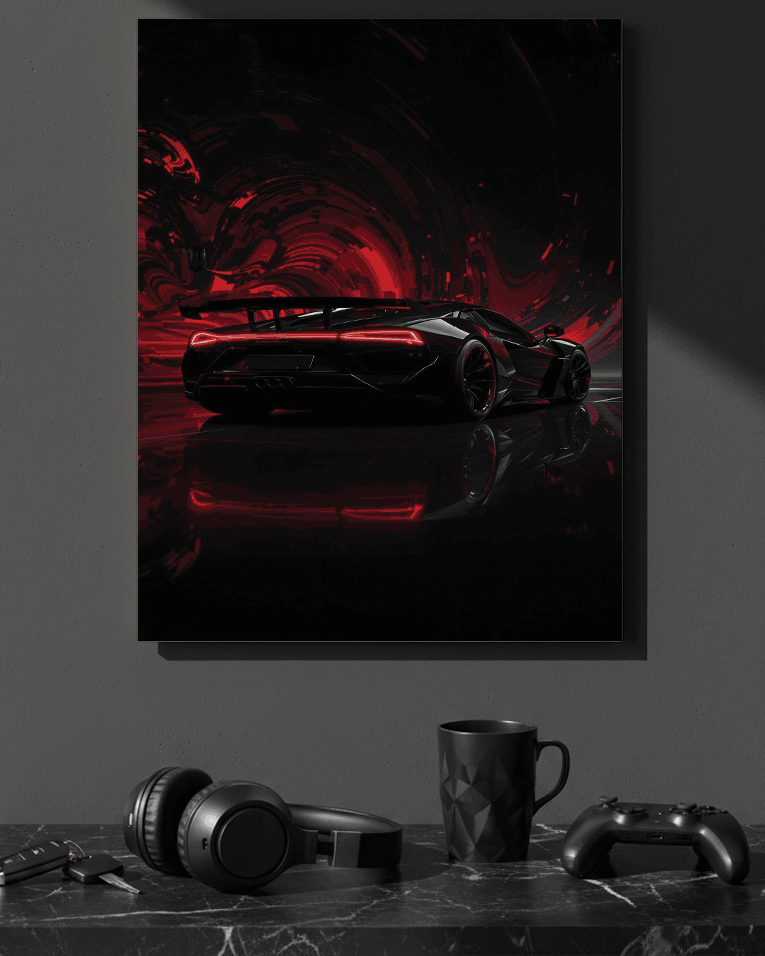 Printed 4K Ultra Gloss Metal Frame A3 Size | Midnight Redline Print | 1.2mm Premium Thickness Wall Frame (12x18 Inches) 1219 Avenue