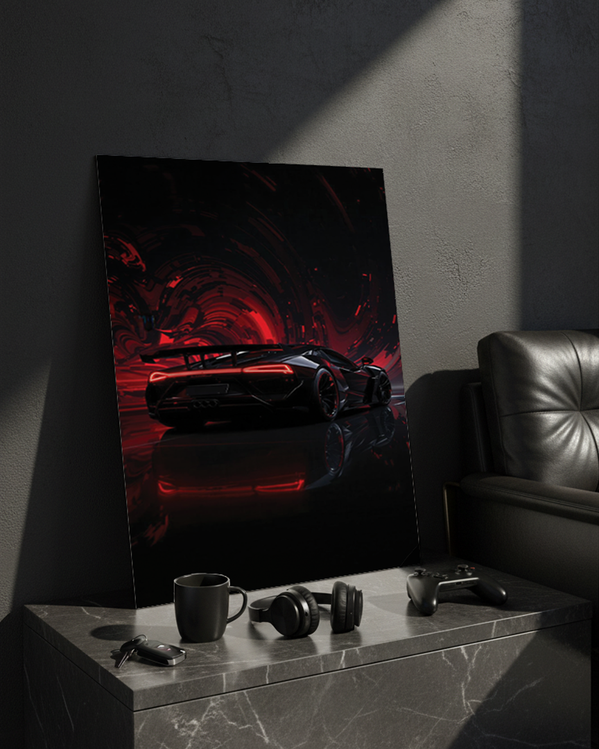 Printed 4K Ultra Gloss Metal Frame A3 Size | Midnight Redline Print | 1.2mm Premium Thickness Wall Frame (12x18 Inches) 1219 Avenue