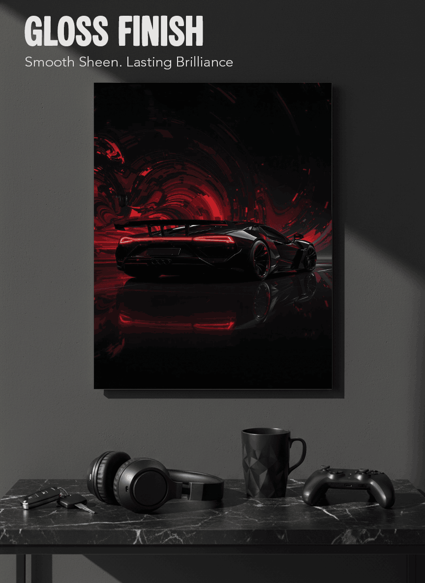 Printed 4K Ultra Gloss Metal Frame A3 Size | Midnight Redline Print | 1.2mm Premium Thickness Wall Frame (12x18 Inches) 1219 Avenue