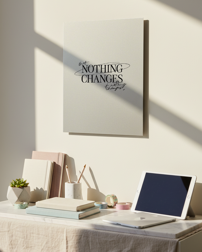 Printed 4K Ultra Gloss Metal Frame A3 Size | Nothing Change Print | 1.2mm Premium Thickness Wall Frame (12x18 Inches) 1219 Avenue