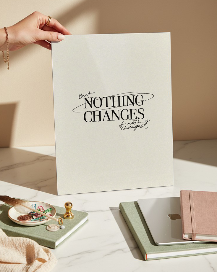Printed 4K Ultra Gloss Metal Frame A3 Size | Nothing Change Print | 1.2mm Premium Thickness Wall Frame (12x18 Inches) 1219 Avenue