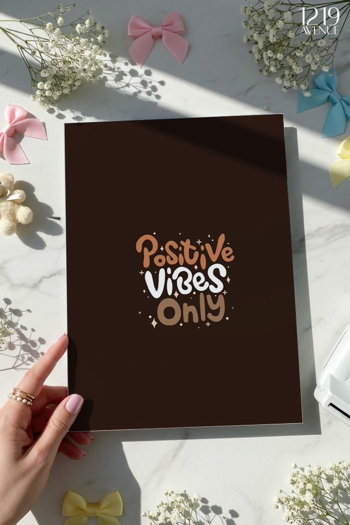 Printed 4K Ultra Gloss Metal Frame A3 Size | Positive Vibes Only Print | 1.2mm Premium Thickness Wall Frame (12x18 Inches) 1219 Avenue