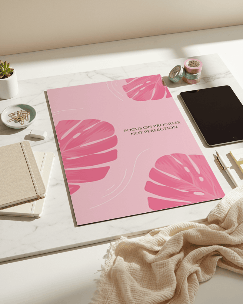 Printed 4K Ultra Gloss Metal Frame A3 Size | Progress Over Perfection Print | 1.2mm Premium Thickness Wall Frame (12x18 Inches) 1219 Avenue