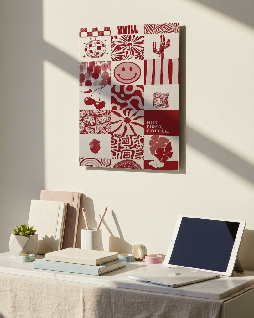 Printed 4K Ultra Gloss Metal Frame A3 Size | Scarlet Collage Print | 1.2mm Premium Thickness Wall Frame (12x18 Inches) 1219 Avenue