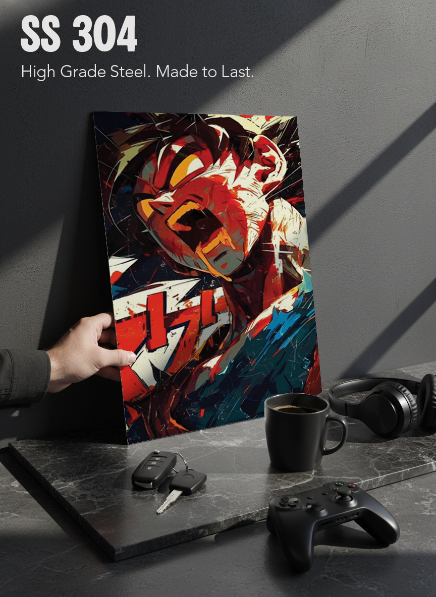 Printed 4K Ultra Gloss Metal Frame A3 Size | Silent Shinobi Rage Print | 1.2mm Premium Thickness Wall Frame (12x18 Inches) 1219 Avenue