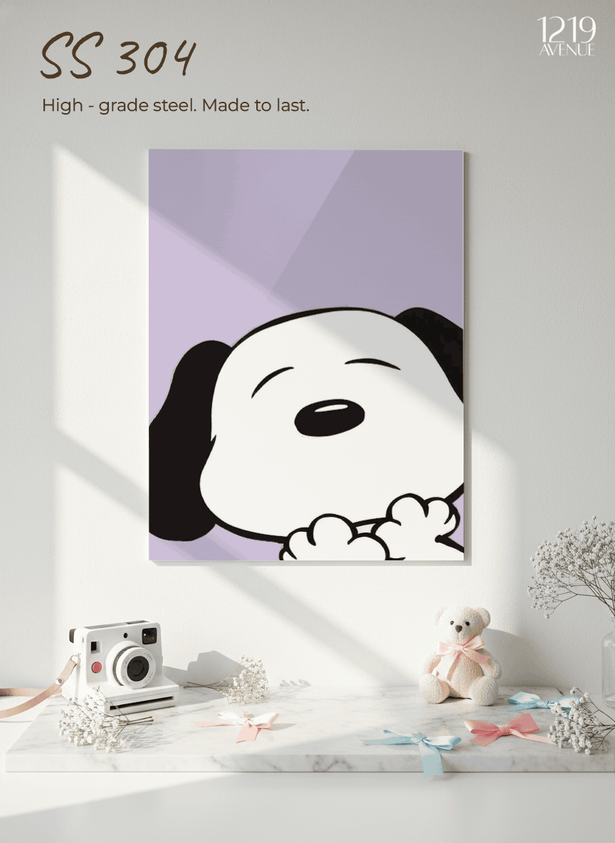 Printed 4K Ultra Gloss Metal Frame A3 Size | Sleepy Pup Print | 1.2mm Premium Thickness Wall Frame (12x18 Inches) 1219 Avenue
