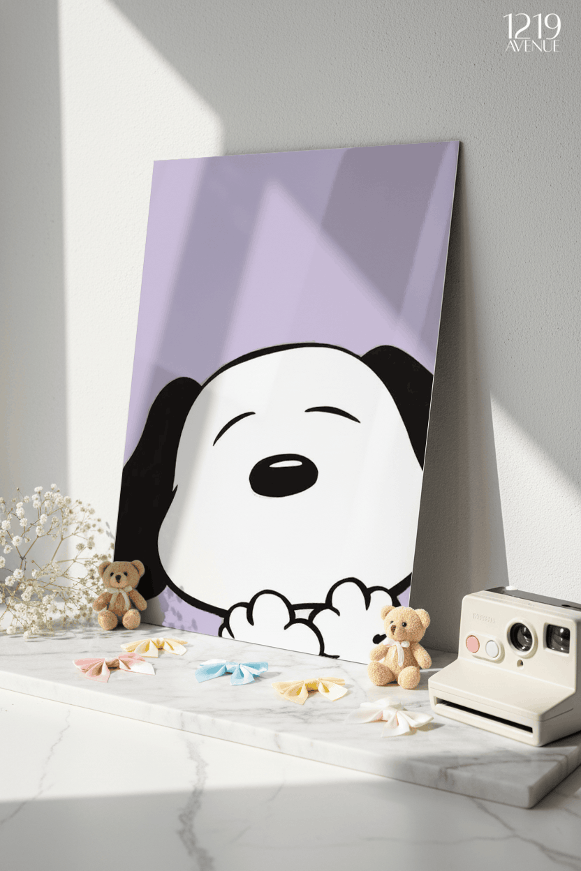 Printed 4K Ultra Gloss Metal Frame A3 Size | Sleepy Pup Print | 1.2mm Premium Thickness Wall Frame (12x18 Inches) 1219 Avenue
