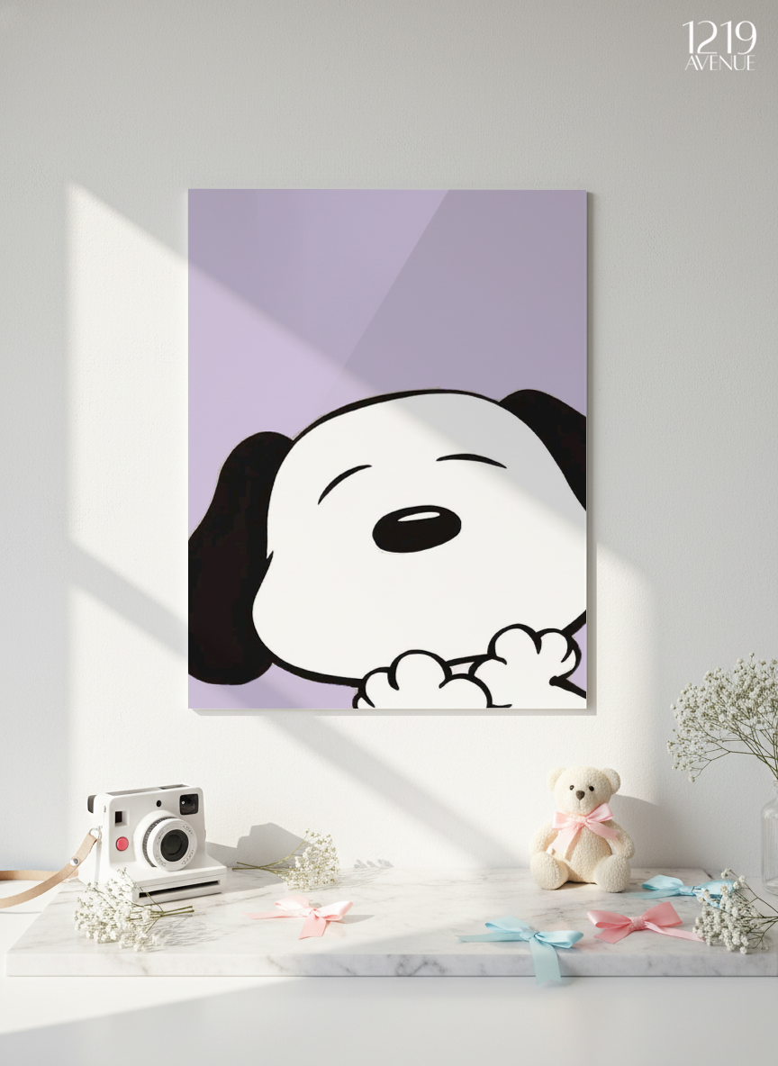 Printed 4K Ultra Gloss Metal Frame A3 Size | Sleepy Pup Print | 1.2mm Premium Thickness Wall Frame (12x18 Inches) 1219 Avenue
