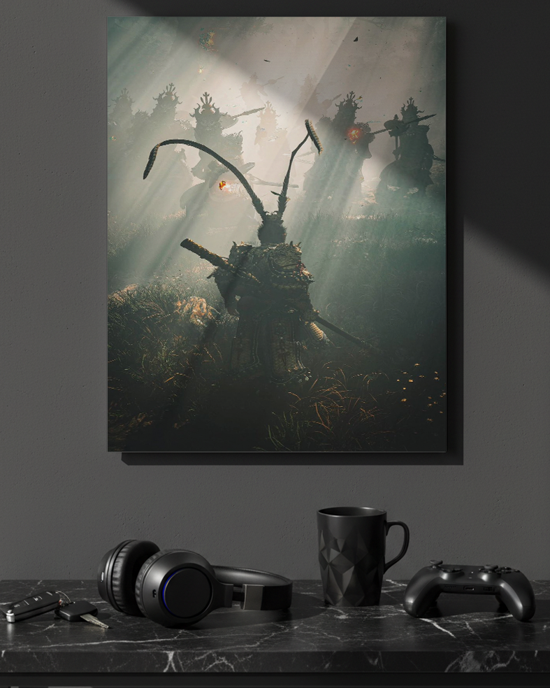 Printed 4K Ultra Gloss Metal Frame A3 Size | Spirit of the Samurai Print | 1.2mm Premium Thickness Wall Frame (12x18 Inches) 1219 Avenue