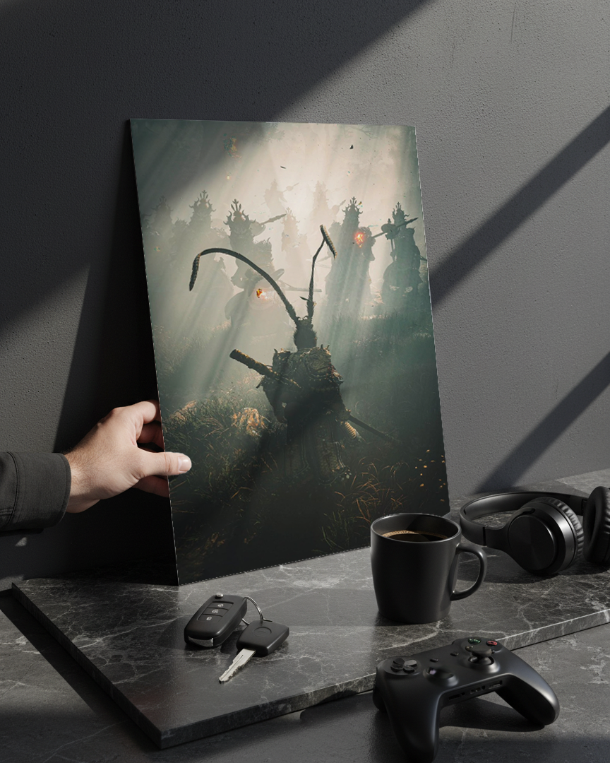 Printed 4K Ultra Gloss Metal Frame A3 Size | Spirit of the Samurai Print | 1.2mm Premium Thickness Wall Frame (12x18 Inches) 1219 Avenue