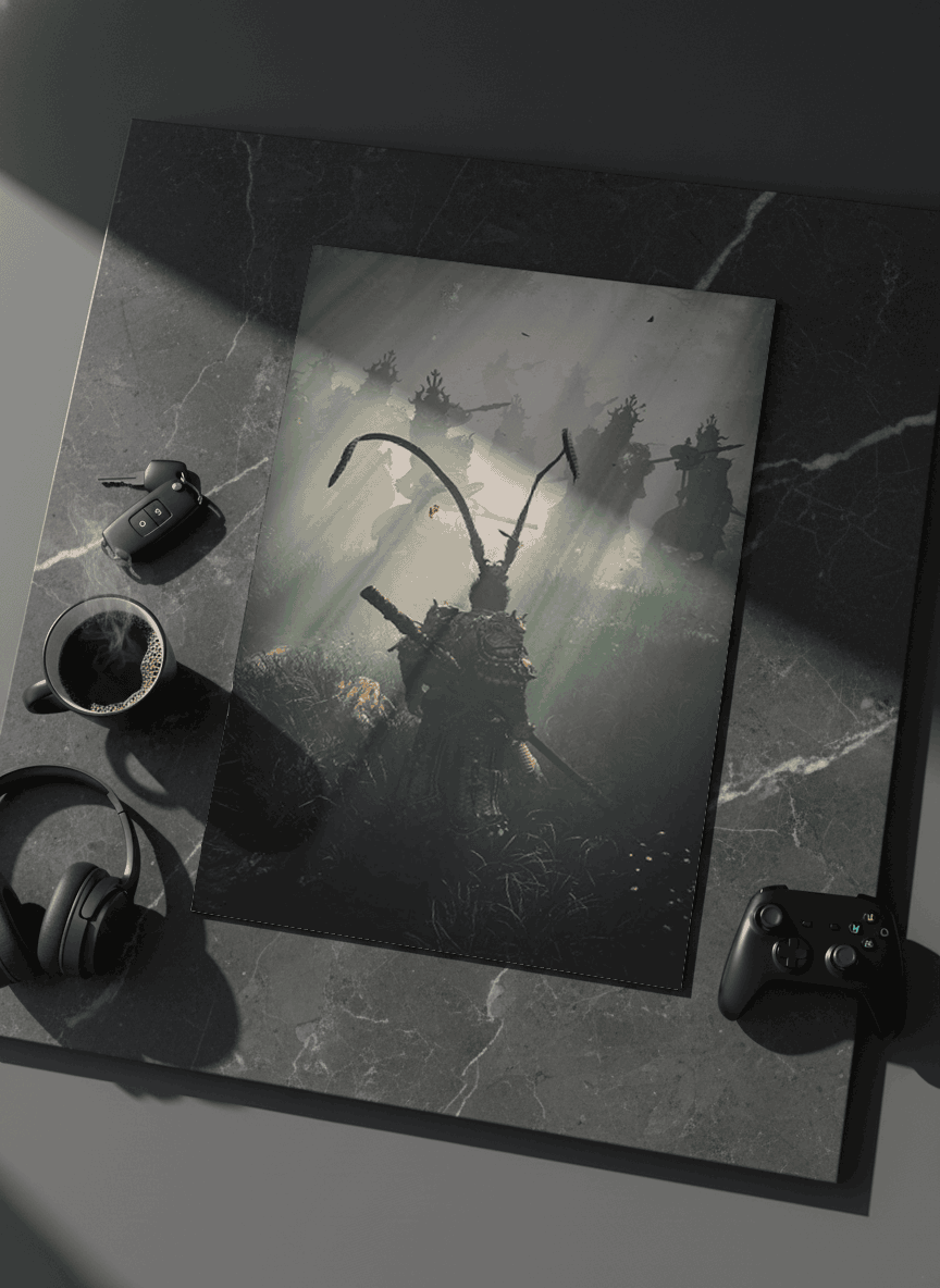 Printed 4K Ultra Gloss Metal Frame A3 Size | Spirit of the Samurai Print | 1.2mm Premium Thickness Wall Frame (12x18 Inches) 1219 Avenue