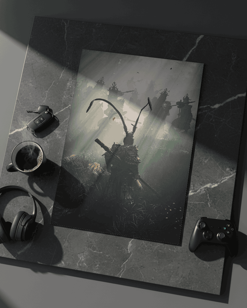 Printed 4K Ultra Gloss Metal Frame A3 Size | Spirit of the Samurai Print | 1.2mm Premium Thickness Wall Frame (12x18 Inches) 1219 Avenue