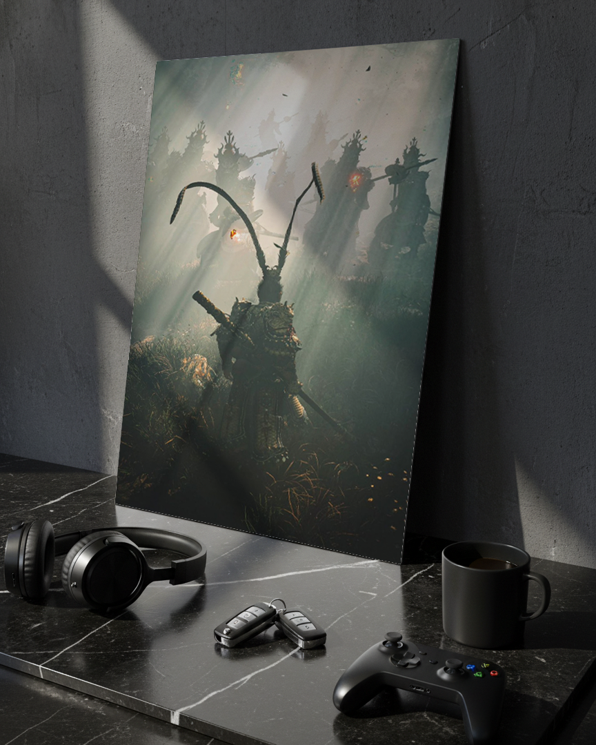 Printed 4K Ultra Gloss Metal Frame A3 Size | Spirit of the Samurai Print | 1.2mm Premium Thickness Wall Frame (12x18 Inches) 1219 Avenue