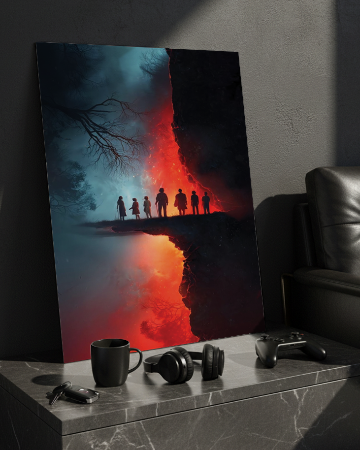 Printed 4K Ultra Gloss Metal Frame A3 Size | STRANGER THINGS-Parralel Edge Print | 1.2mm Premium Thickness Wall Frame (12x18 Inches) 1219 Avenue