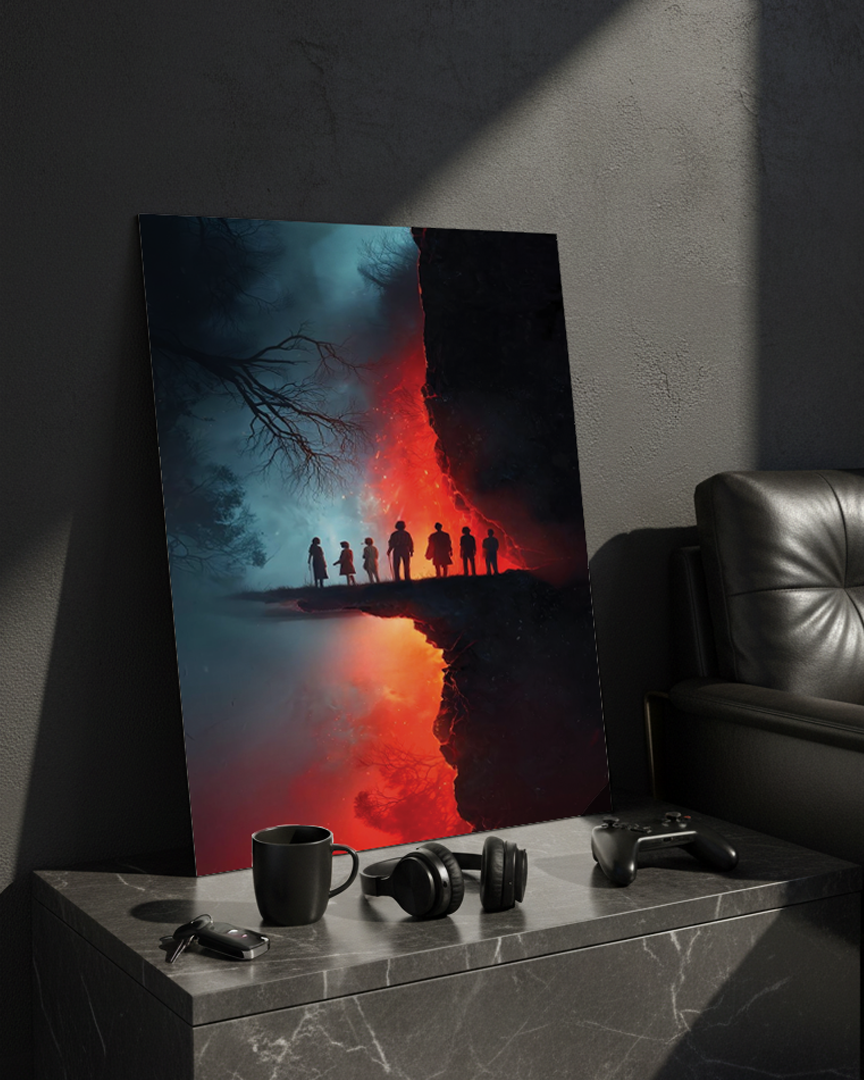 Printed 4K Ultra Gloss Metal Frame A3 Size | STRANGER THINGS-Parralel Edge Print | 1.2mm Premium Thickness Wall Frame (12x18 Inches) 1219 Avenue