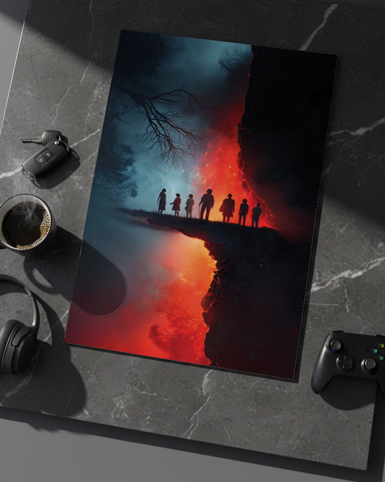 Printed 4K Ultra Gloss Metal Frame A3 Size | STRANGER THINGS-Parralel Edge Print | 1.2mm Premium Thickness Wall Frame (12x18 Inches) 1219 Avenue