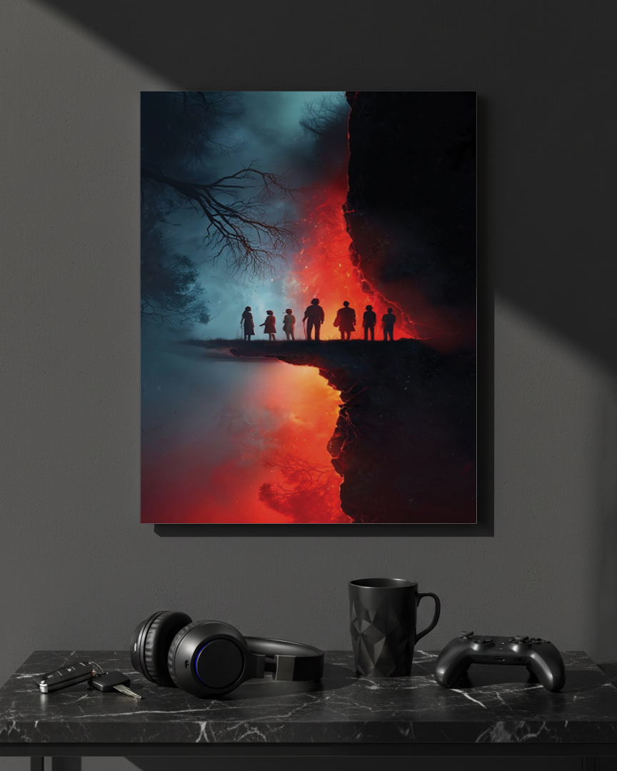 Printed 4K Ultra Gloss Metal Frame A3 Size | STRANGER THINGS-Parralel Edge Print | 1.2mm Premium Thickness Wall Frame (12x18 Inches) 1219 Avenue