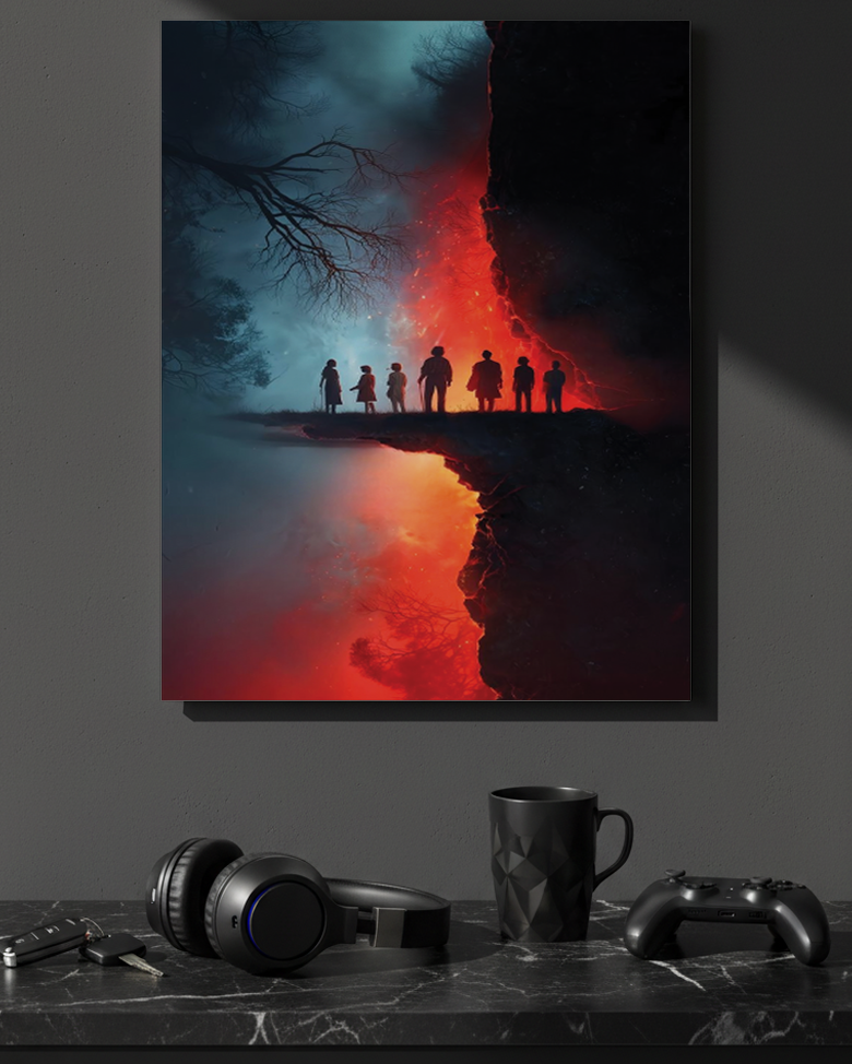 Printed 4K Ultra Gloss Metal Frame A3 Size | STRANGER THINGS-Parralel Edge Print | 1.2mm Premium Thickness Wall Frame (12x18 Inches) 1219 Avenue